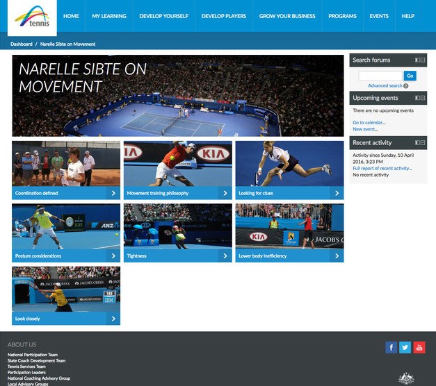 Tennis Australia course page